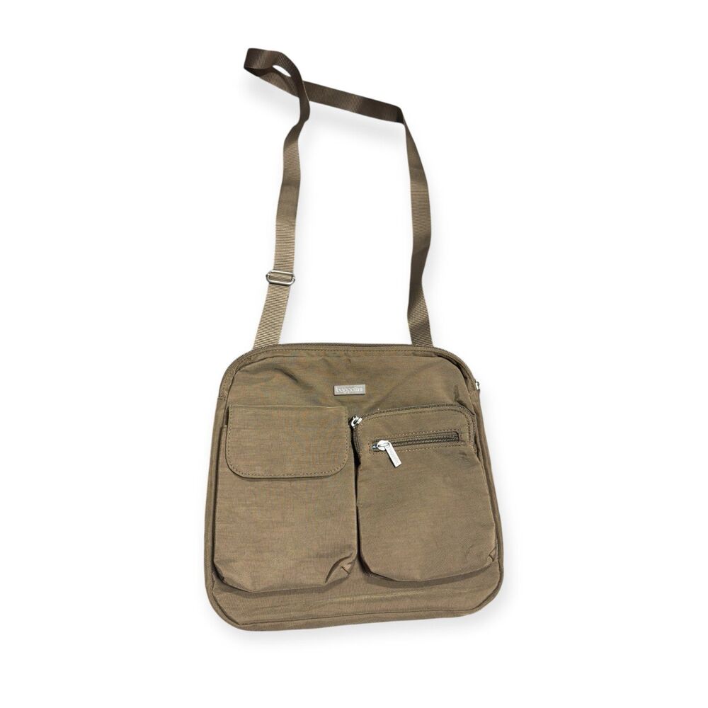 Baggallini Canyon Crossbody Shoulder Bag Brown Front‎ Cell Pocket Vegan Travel